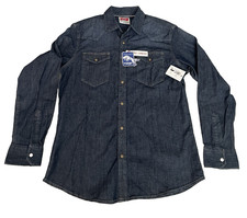 New Wrangler Shirt Mens size Medium Blue Denim Pearl Snap Long Sleeve western