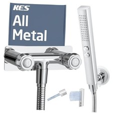 All Metal RV Shower Faucet with Hose and 2 Function Showerhead, No Leak Chrome