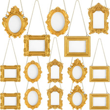 15 Pcs Mini Gold Oval Frames for Vintage Home Wedding Decor