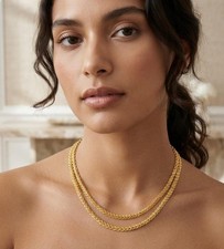 18K Gold Plated Rope Chain Necklace: Unisex B...