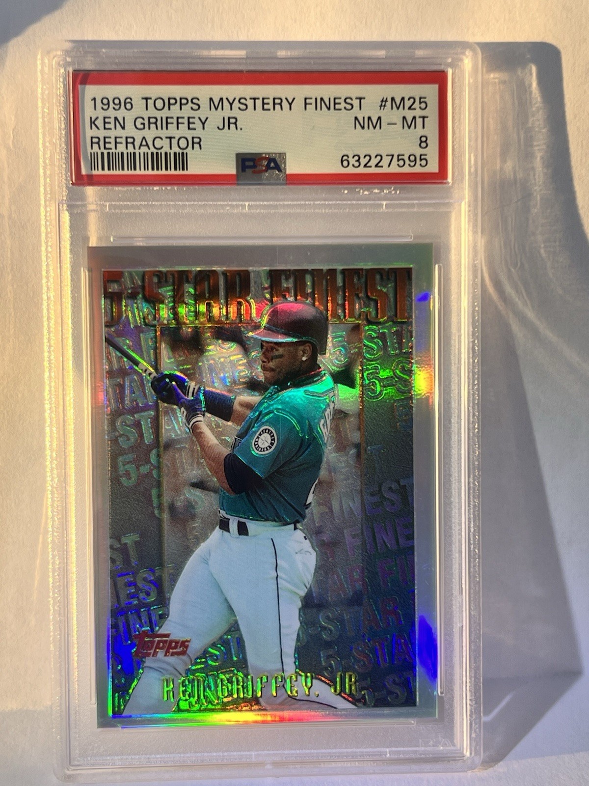 1996 Topps Mystery Finest KEN GRIFFEY JR Refractor #M25 PSA 8 view 2