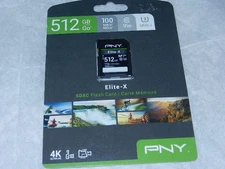 new no warranty PNY Elite-X UHS-I 512GB SDXC Flash Memory Card 512 GB sd xc