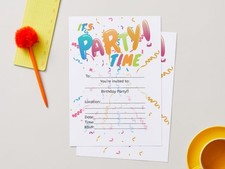 BIRTHDAY PARTY INVITATIONS - 10x A5 paper invites & envelopes GIRLS BOYS KIDS