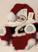 So'Dorable Hand Crocheted Santa Costume Set Faux Fur Trim Christmas 0-6 Months