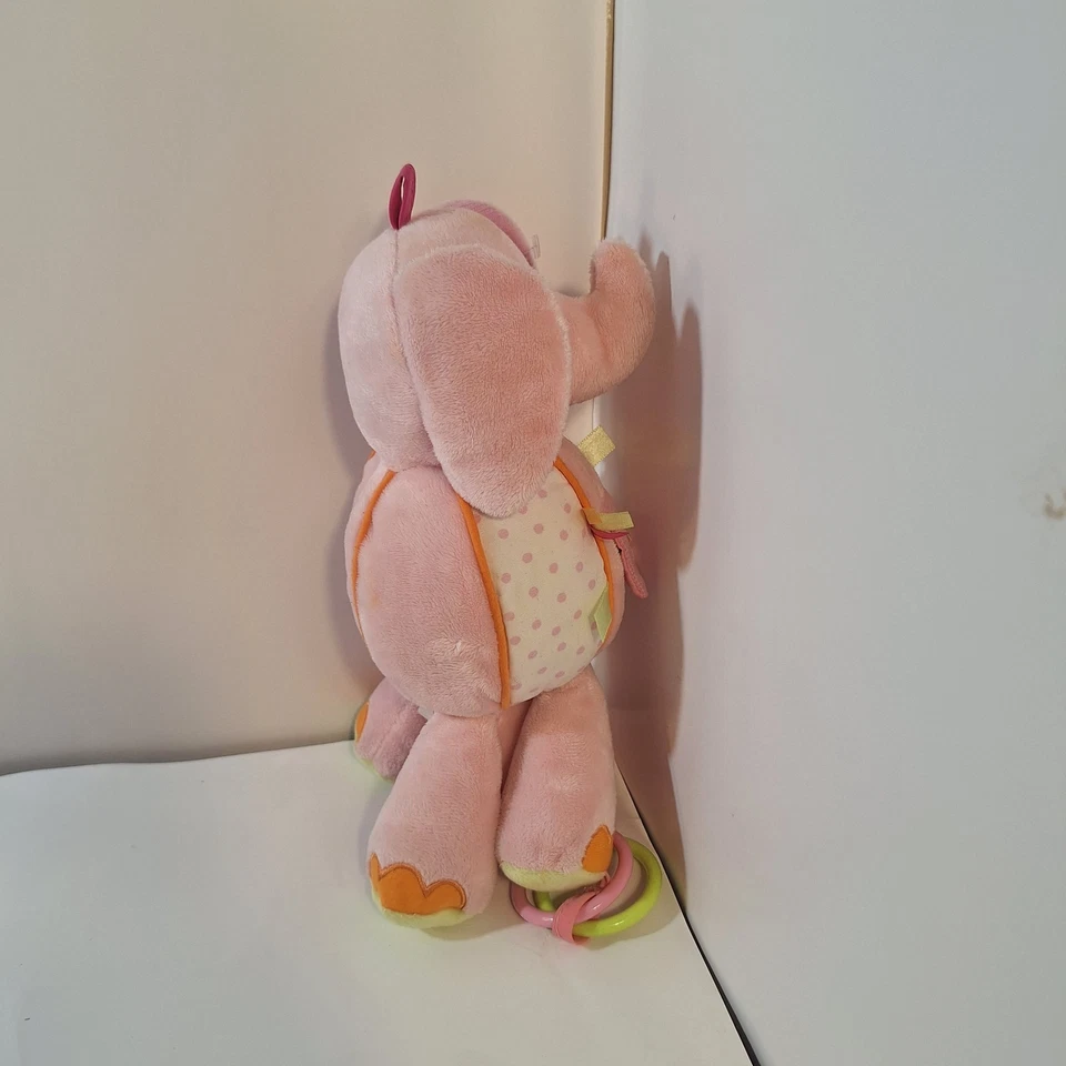 Juguete colgante de elefante rosa Carter's para bebé patas arrugadas sonajero anillo mordedor peluche Foto 4 de 4