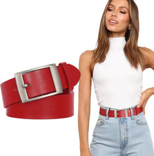 Fashion Womens Leather Belts,Wide Waist Belt with Pin Buckle for Jeans Pants Dre