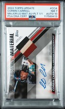 2024 TOPPS UPDATE MAJOR LEAGUE MAT AUTOS #CCA CORBIN CARROLL 1/1 PSA 7 AUTO 10