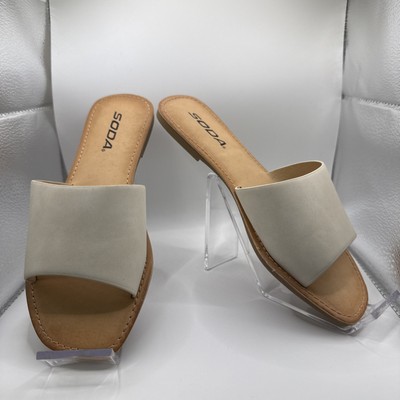 Soda Airway-S Flat Sandals Slides Slip On Cream In Color Size 9