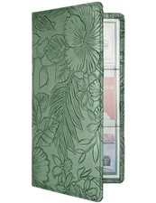 Mymazn Car Registration and Insurance Holder, PU Leather Glove Floral Green