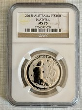 Australia 2012 Platypus $100 1 oz Platinum NGC MS70 SKU# 3829 3573.43 per troy oz