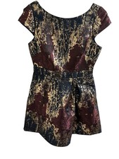 Vince Camuto Women's Brown Metallic Pleated Mini Dress Size 10