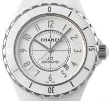 Chanel J12 H2981 Automatic Watch White Ceramic Date Rotating Bezel 200m