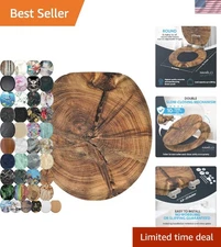 Wooden Toilet Seat with Soft Close Round Decorative Bathroom Accessory