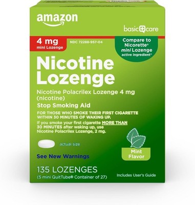 n Basic Care Mini Nicotine Polacrilex Lozen, 4 mg, Mint Flavor,