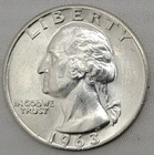 1963-P Washington Quarter - Raw - Circulated condition - Some Wear - 90% Silver