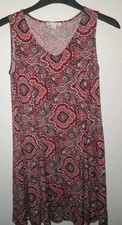 Studio Works Multicolored Print V-neck Sleeveless Shift Above Knee Dress Sz Med