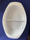 Pyrex Oval Divided Casserole Dish  #1063  1.5 Quart White Milk Glass Vintage #7