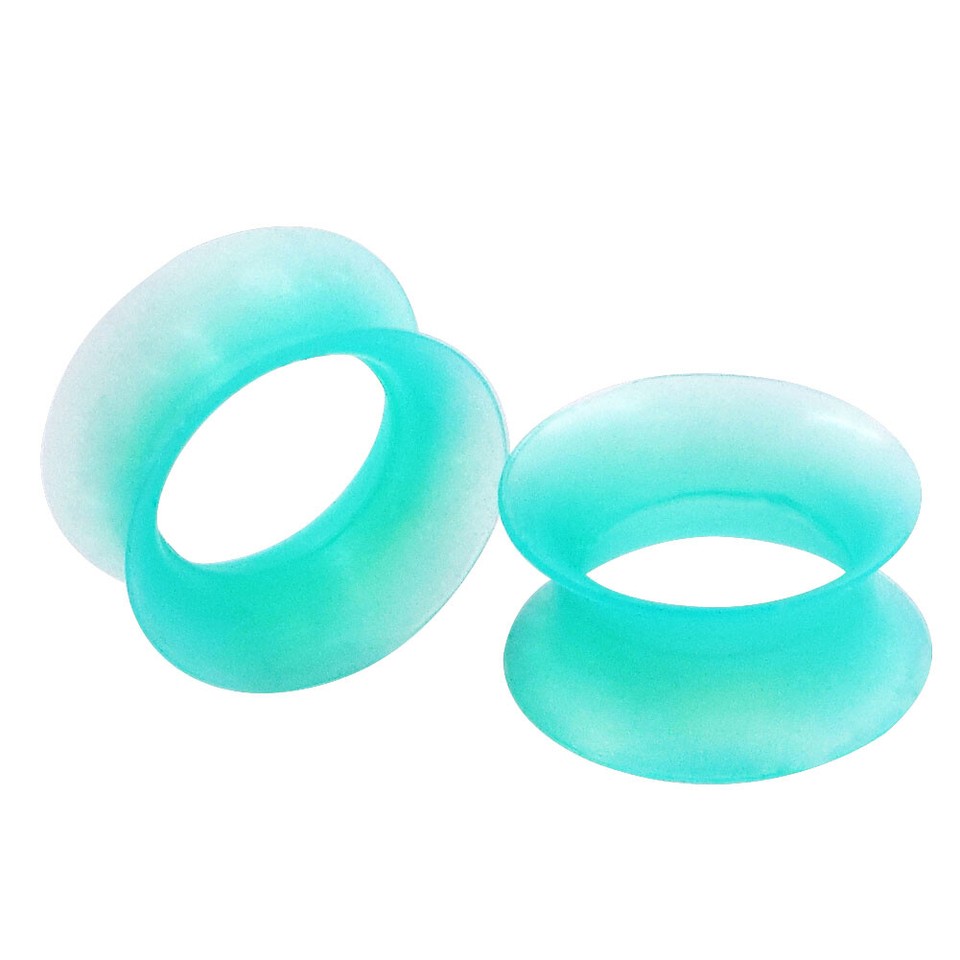 EOEMY Pair Thin Silicone Ear Skin Ear Tunnels Plugs Gauges Earskin Earlets Flesh Gauge Light Blue 10mm 10pcs