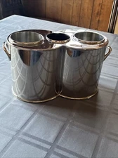 The Palm Restaurant Double Bottle Wine Champagne Chiller Bucket Brass Read Descr