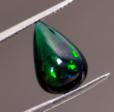 Natural Black Ethiopian Opal Pear Shape Cabochon 2.5 Ct Loose Gemstone 13X9X5 mm