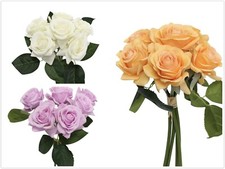 Life Like Medium Real Touch Open Rose Bouquet Bundle 6 Stems Home Decor DIY