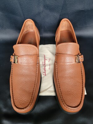 Salvatore Ferragamo Bravo Pebbled Buckle Loafer Size 10. S21 