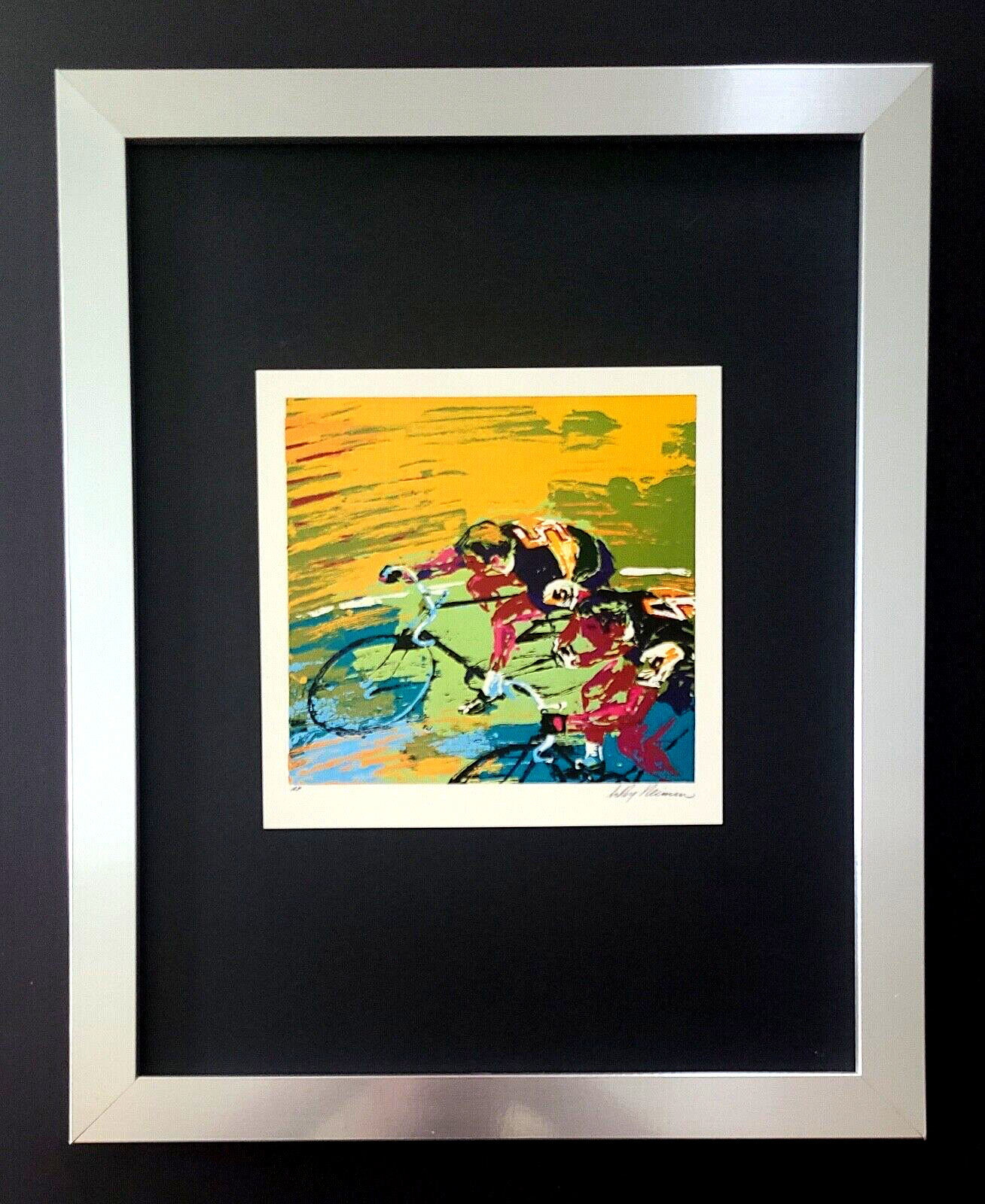 LEROY NEIMAN +  CYCLING + CIRCA 1990'S + SIGNED PRINT FRAMED + BUY NOW