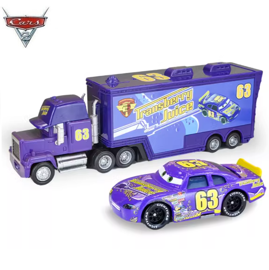 2Pack Disney Pixar Cars No.63 Transberry Juice Hauler Truck