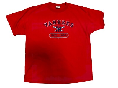 2001 New York Yankee MLB Baseball T-shirt Red Sz XL Majestic