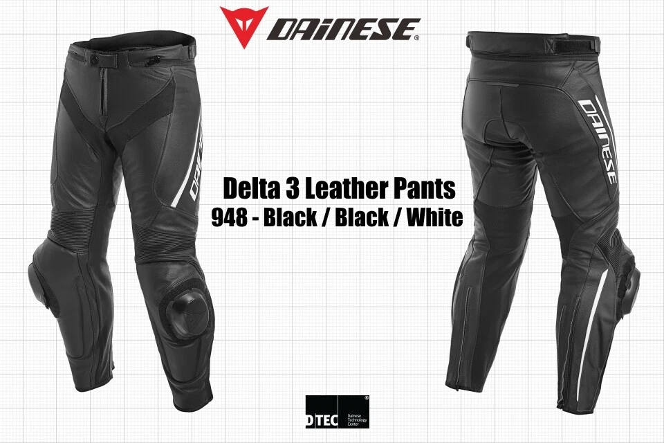 NEW - DAINESE DELTA 3 LEATHER PANTS BLACK WHITE SIZE EU 54 US/UK 44