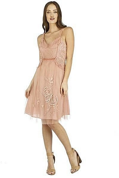 Nataya Vintage Dress "Alana" Soft Pink L Wedding Floral Embroidered NWT #AL216 - Image 2 of 4