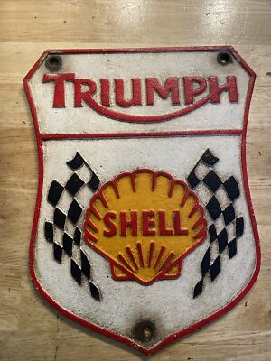 Shell Sign Triumph Motorcycle Plaque Metal Home Office Work Garage Decoration US