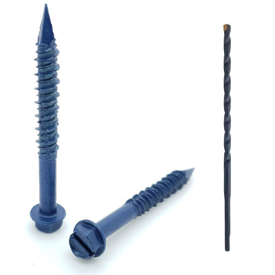1/4'' x 2-1/4'' Hex Head Diamond Tip Concrete Screws To Anchor Masonry, Block & Br