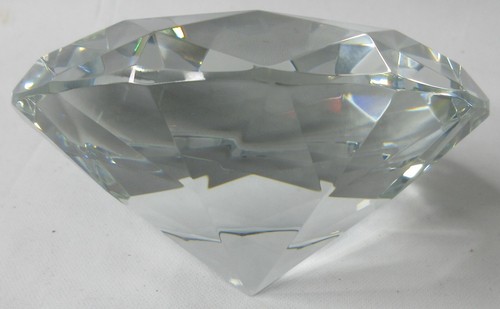 Paar Vintage diamantförmige Kristall geschliffen Glas Briefbeschwerer Figur Wohndeko - Bild 17 von 20