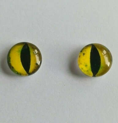 1 PAAR TIERAUGE CABOCHONS MIT 10 MM DURCHMESSER - KUNST - BASTELN - SCHMUCK