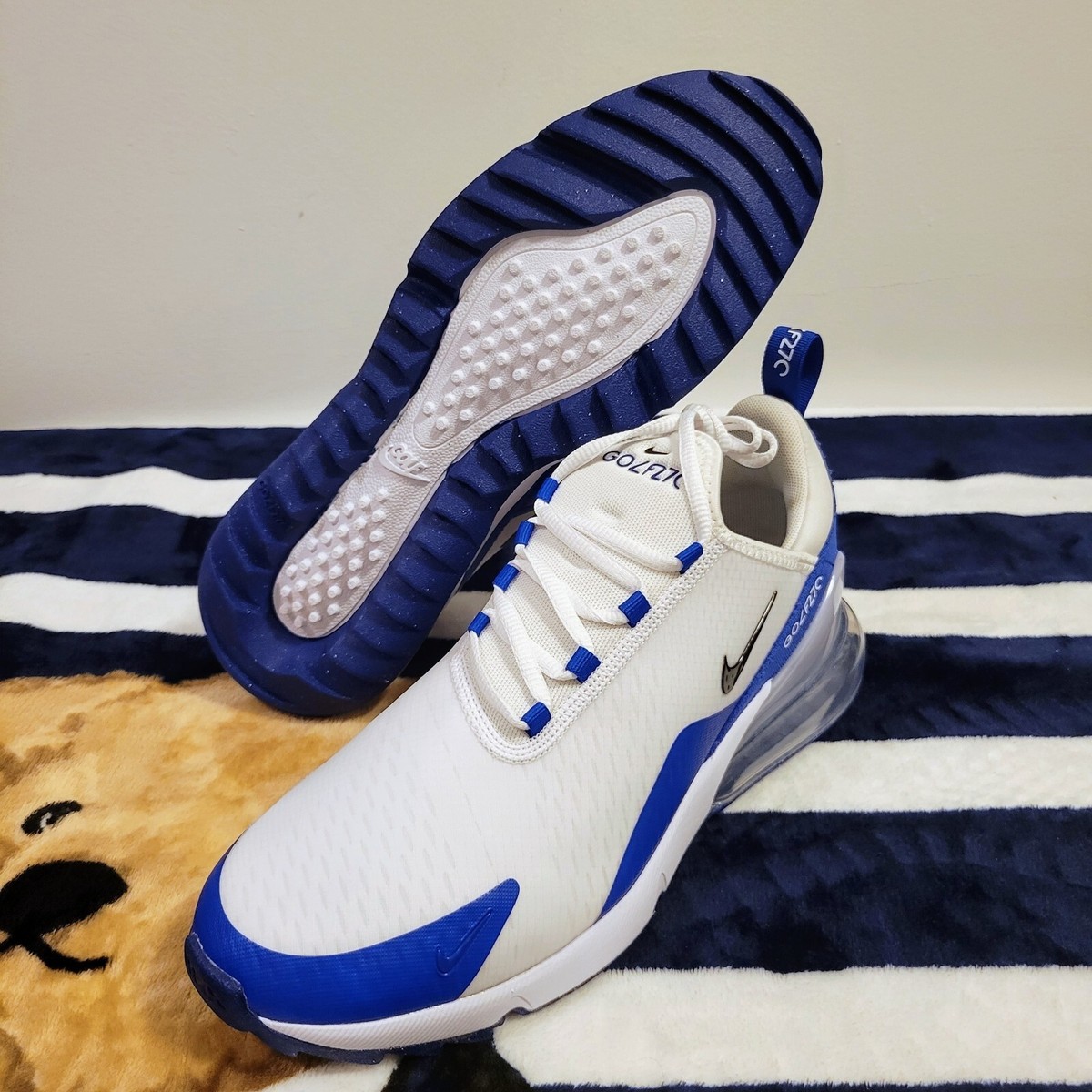 Nike Air Max 270 ゴルフシューズ ホワイト/ブルー Nike Air Max 270 G White Racer Blue Nike Golf Shoes (CK6483-106