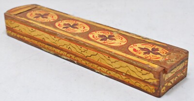 Vintage Wooden Pencil Stationary Box Original Old Hand Crafted