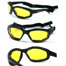 Choppers Motorcycle Riding Glasses Foam Padded Sunglasses -Yellow Lens C18