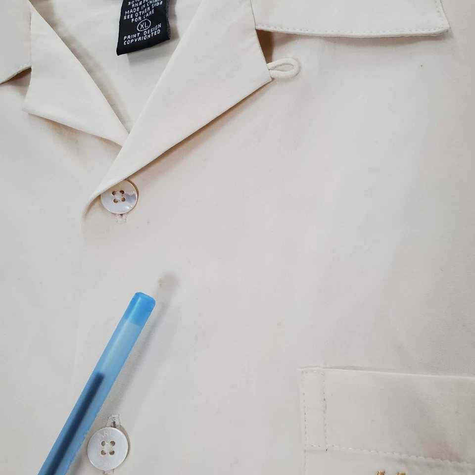 Camisa Harley Davidson Hombre Abotonada XL Isla Crema Moto Bordada LEER Foto 4 de 4