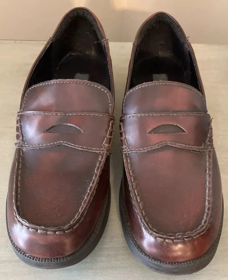 KENNETH COLE REACTION tamanho 6.5M Meninos Couro Marrom Borgonha ER SR PENNY LOAFERS - Imagem 3 de 4