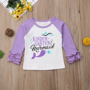NEW Kindergarten Mermaid Girls Ruffle Sleeve Shirt Back to School 4T