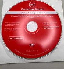 Microsoft Windows 8.1 OS Recovery Media 64-Bit Dell OEM Disc