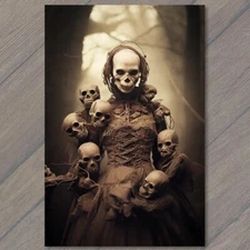 Art Print Weird Creepy Woman Skull Mask Dress Cult Halloween Strange Unusual