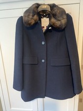 Kate Spade Navy Wool Jacket Fur Collar S Worn Twice