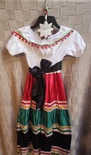 Girls Spanish Princess Mexican Salsa Flamenco Party Dress Costume, HairPiece New
