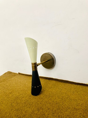 Wall Sconce 1950's Mid Century Brass Italian Diabolo Wall Sconce Light Fixture L - Picture 7 of 7
