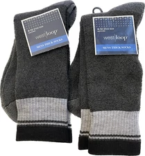 West Loop 2 Pairs of Mens Fall/Winter Thick Gray Socks by  6-12 Shoe Size