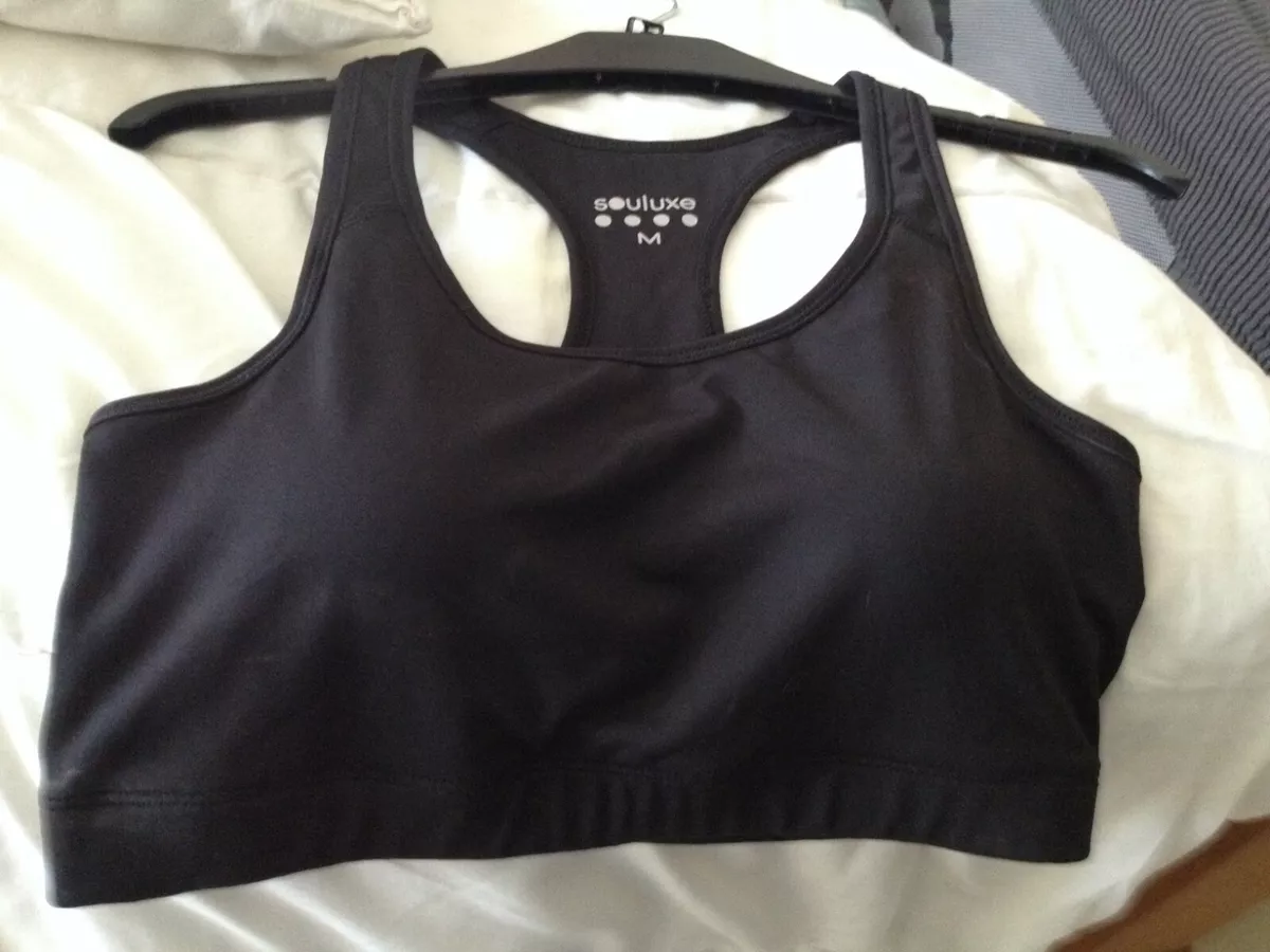 Ladies Sports Bra. Matalan. Souluxe. Size Medium. Black. Moulded Cup.  Stretch.