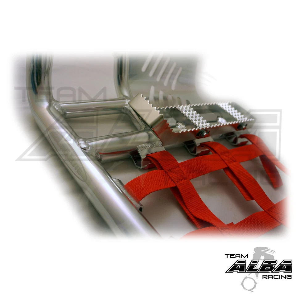 Yamaha YFZ 450  Nerf Bars  Pro Peg Heel Guard  Alba Racing  Silver Red 199 T7 SR - Image 2 of 4