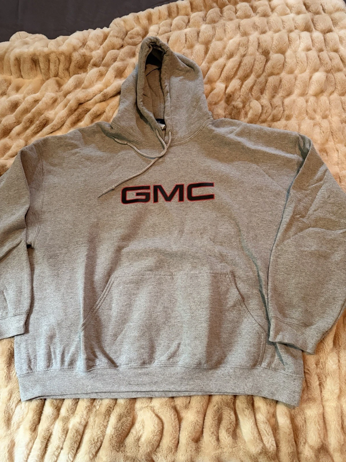 GMC Men’s Gray Fleece Pullover Hoodie 2XL Hooded Logo Drawstring